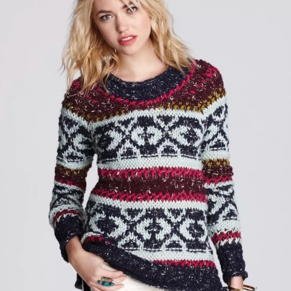 🌼 Free People Silver Reed Fair Isle Sweater